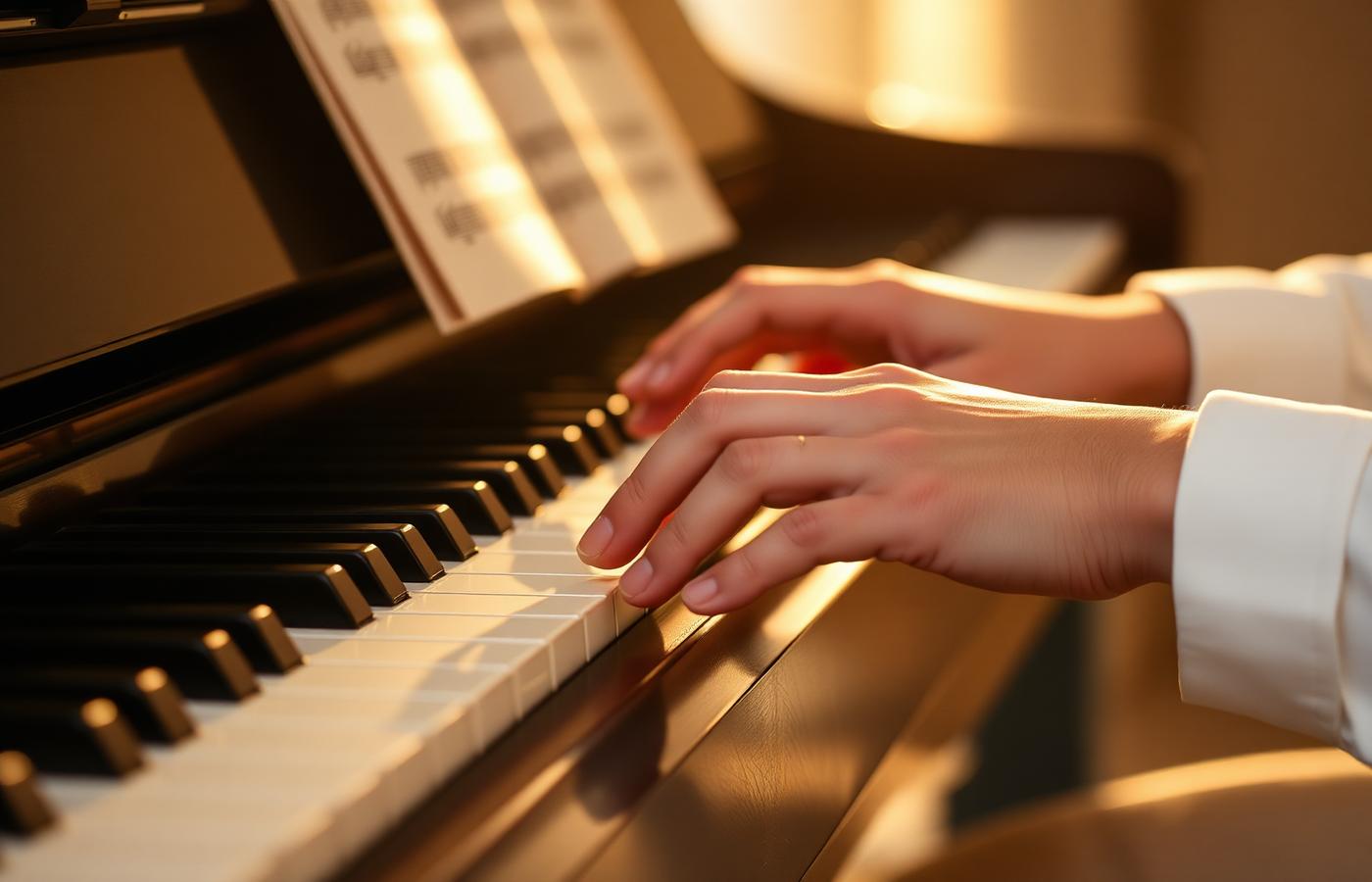 Hands at the piano keys